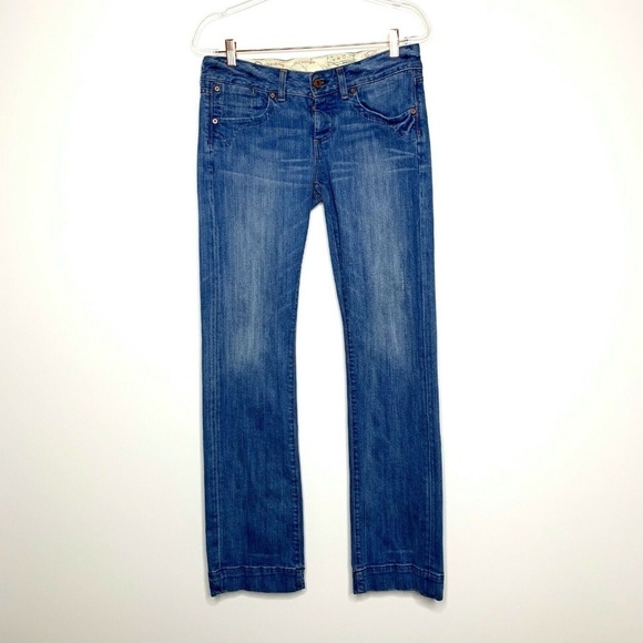 AG ADRIANO GOLDSCHMIED Jeans Women 29 Regular Button Fly Gold Stitch Pockets - Picture 1 of 7